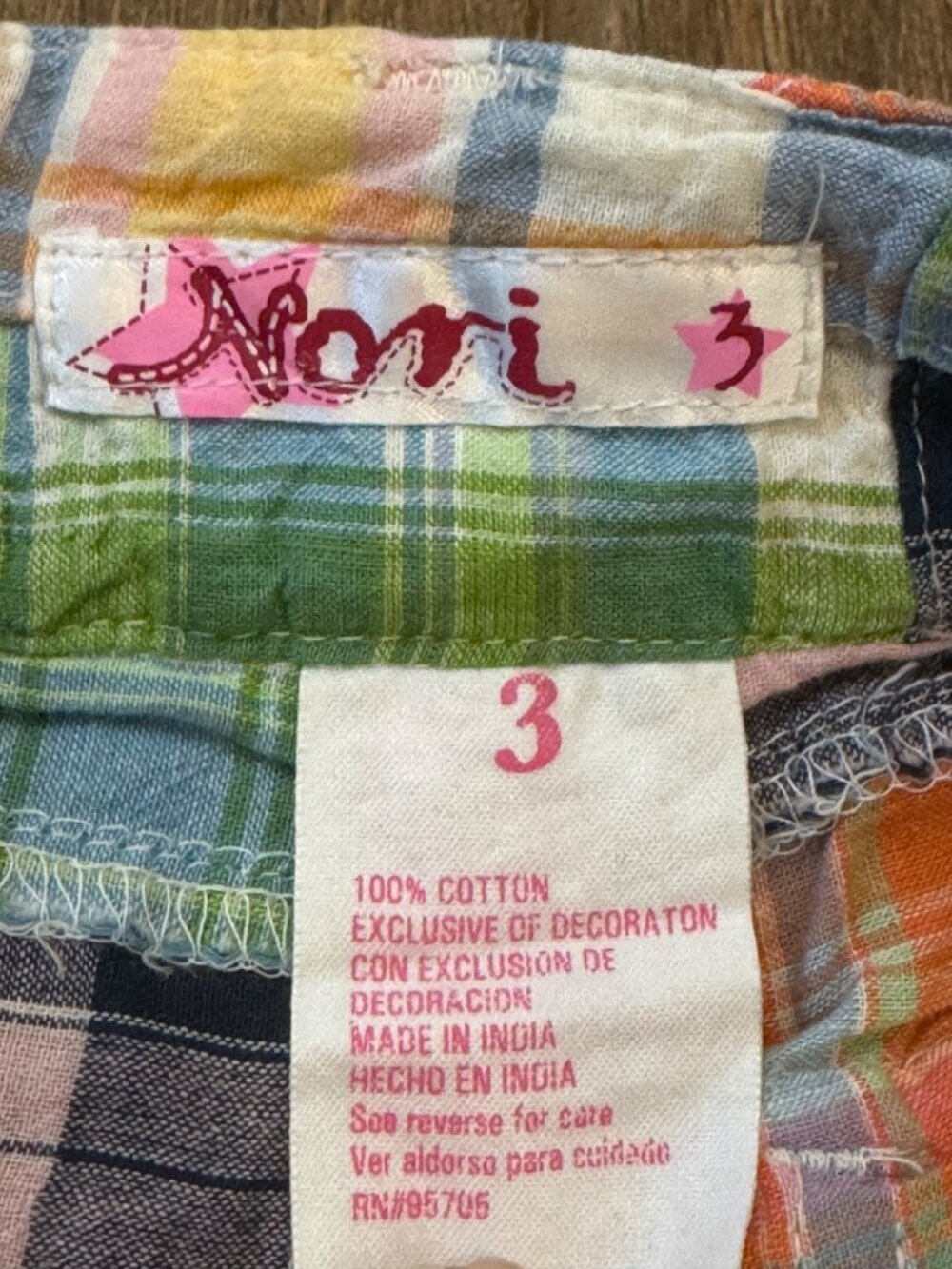 Vintage Novi Girls Plaid Patchwork Cotton Shorts W/ Pockets Size 3 Multicolor Li - Picture 4 of 4